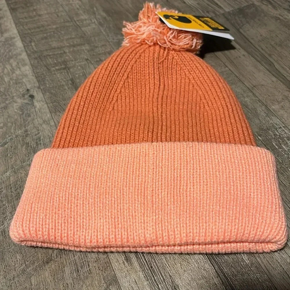 Carhartt Knit Cuffed Pom Pom Beanie, two tone, Apricot Cider  - OS - Picture 3 of 6